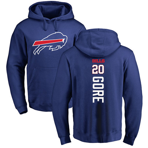 Men NFL Buffalo Bills #20 Frank Gore Royal Blue Backer Pullover Hoodie Sweatshirt->nfl t-shirts->Sports Accessory
